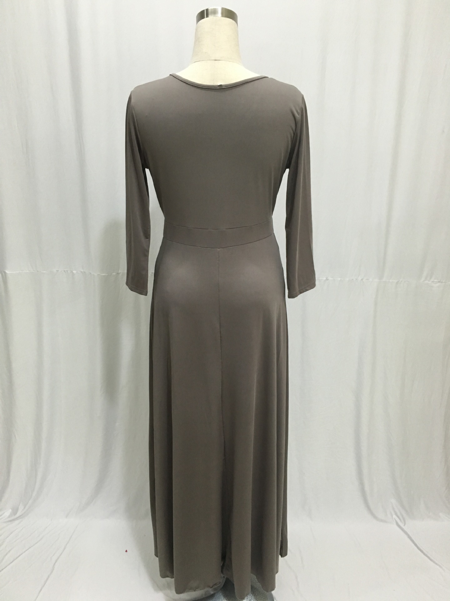 SZ60044-3 Women Long Knitwear V Neck Plus Size Bridesmaid Dress with Long Sleeve